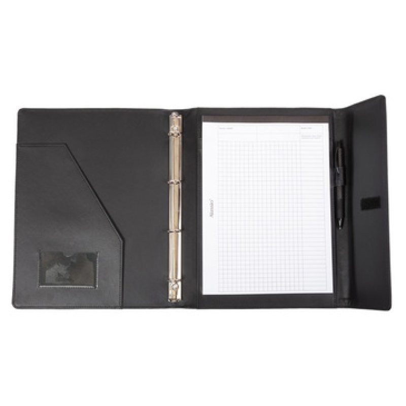 Alassio Classeur à anneaux SALVO, A4, simili cuir, noir