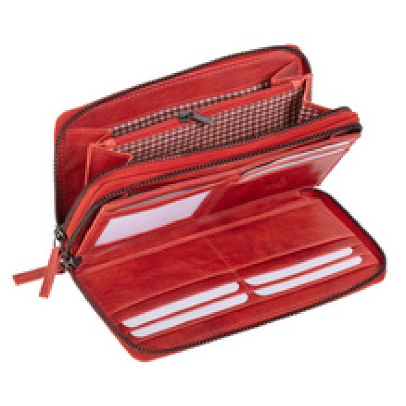 MIKA Portefeuille pour dames, en cuir, couleur : bleu marine