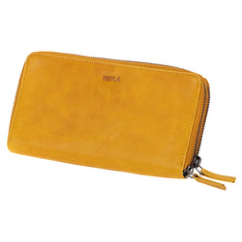 MIKA Portefeuille pour dames, en cuir, couleur : bleu marine