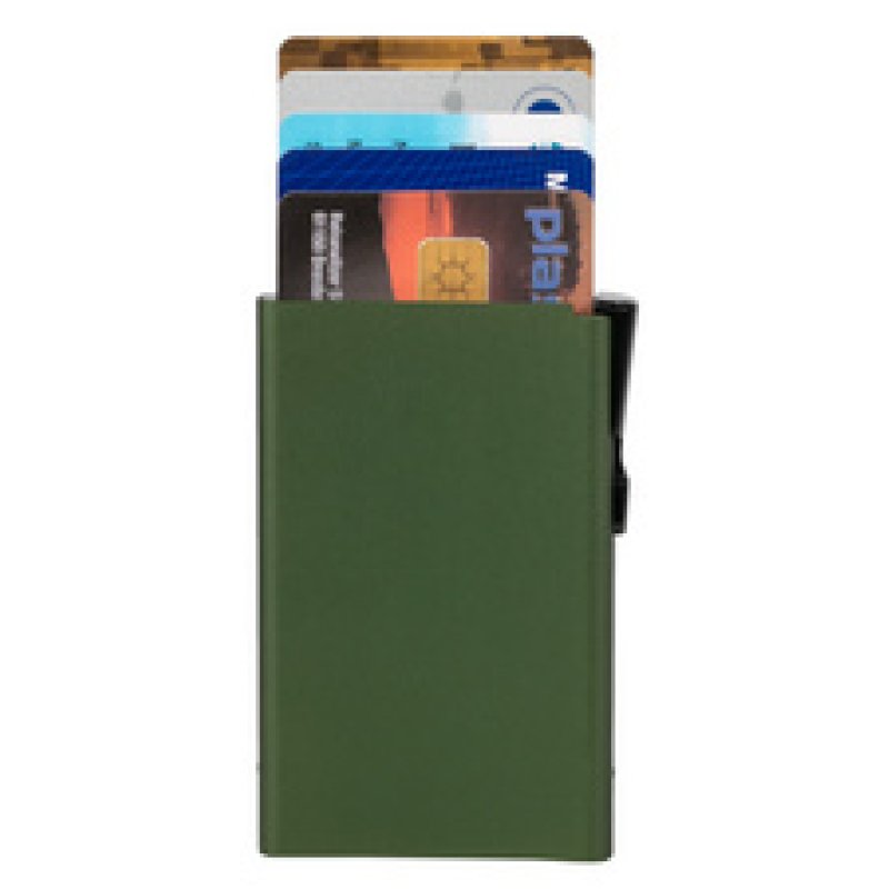 CLICKSAFE Porte-cartes avec bouton-poussoir & RFID, vert