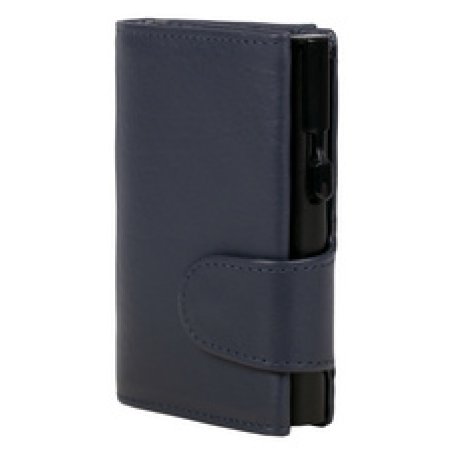 CLICKSAFE Porte-monnaie avec porte-cartes, cuir Nappa, bleu/