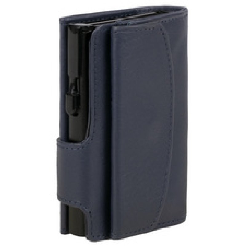 CLICKSAFE Porte-monnaie avec porte-cartes, cuir Nappa, bleu/
