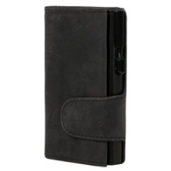 CLICKSAFE Porte-monnaie avec porte-cartes, cuir Hunter, gris