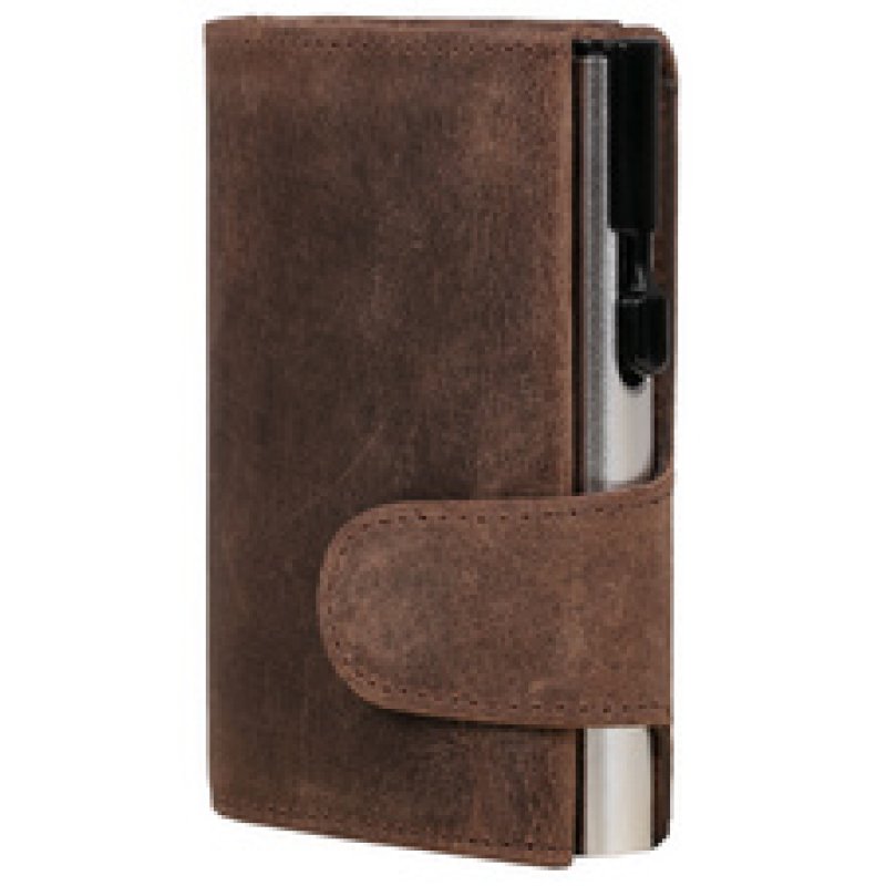 CLICKSAFE Porte-monnaie avec porte-cartes, cuir Hunter, gris