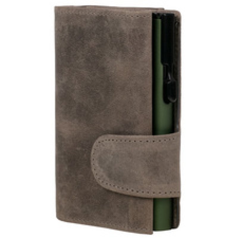 CLICKSAFE Porte-monnaie avec porte-cartes, cuir Hunter, gris