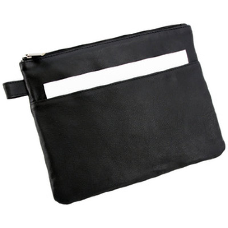 Alassio Sac de banque avec poche avant, cuir, noir