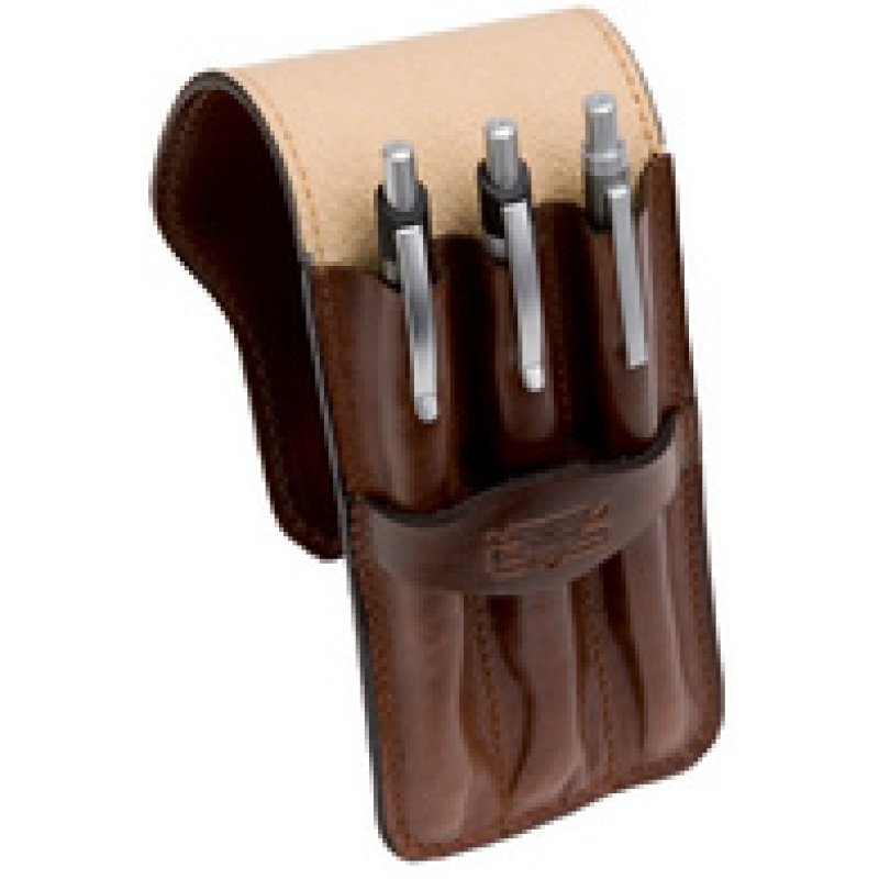 MIKA Etui à stylos pour 3 stylos, cuir, marron