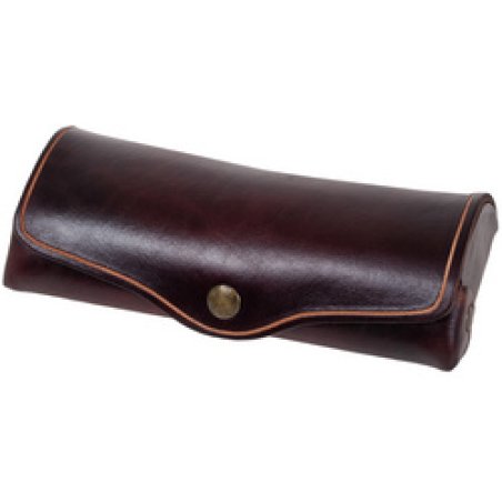 MIKA Etui à lunettes, grand, cuir, bouton-pression, marron