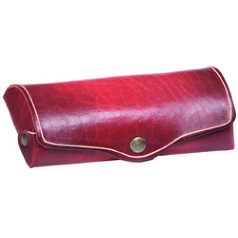 MIKA Etui à lunettes, grand, cuir, bouton-pression, marron