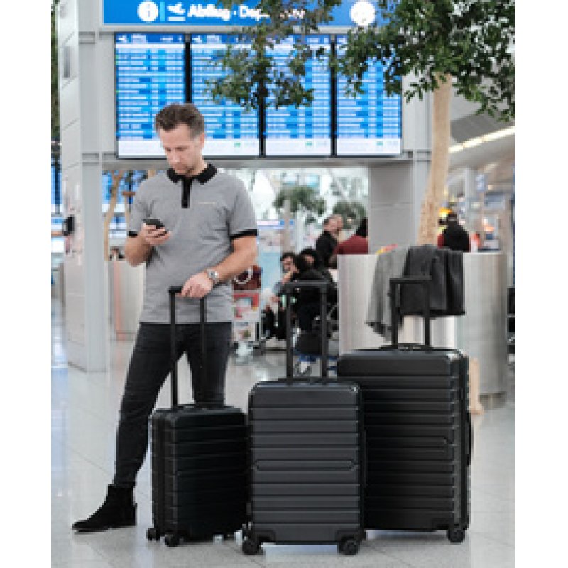 JSA Set de trolley de voyage, en ABS recyclé à 50%, noir