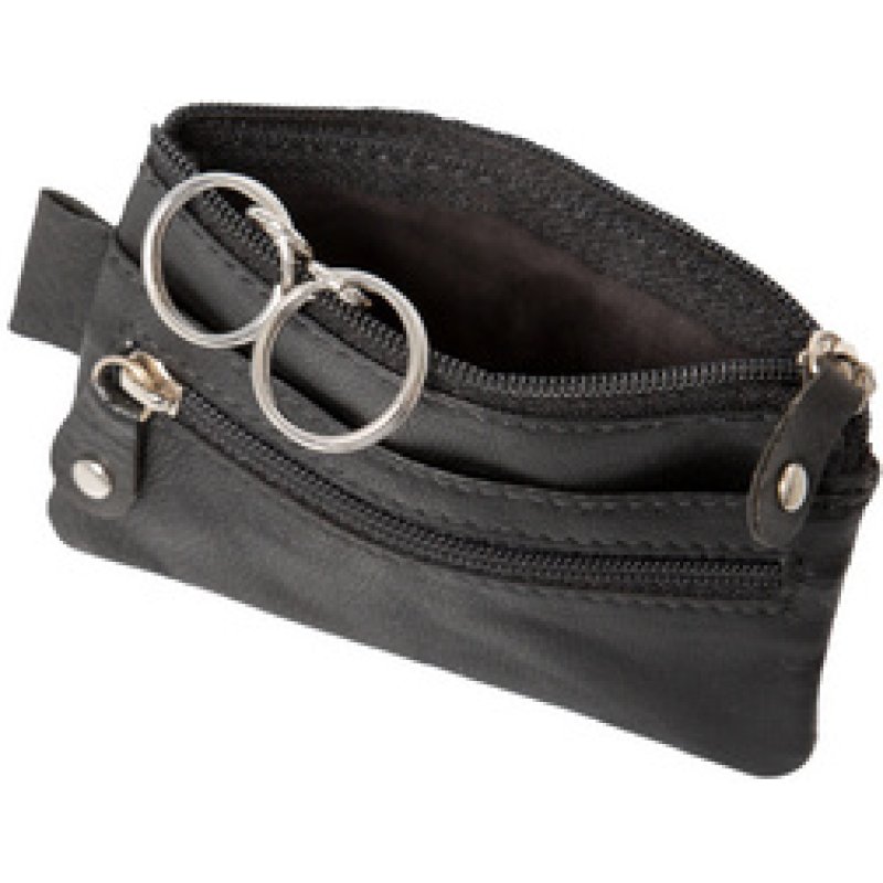 Alassio Étui pour clés, en cuir, noir