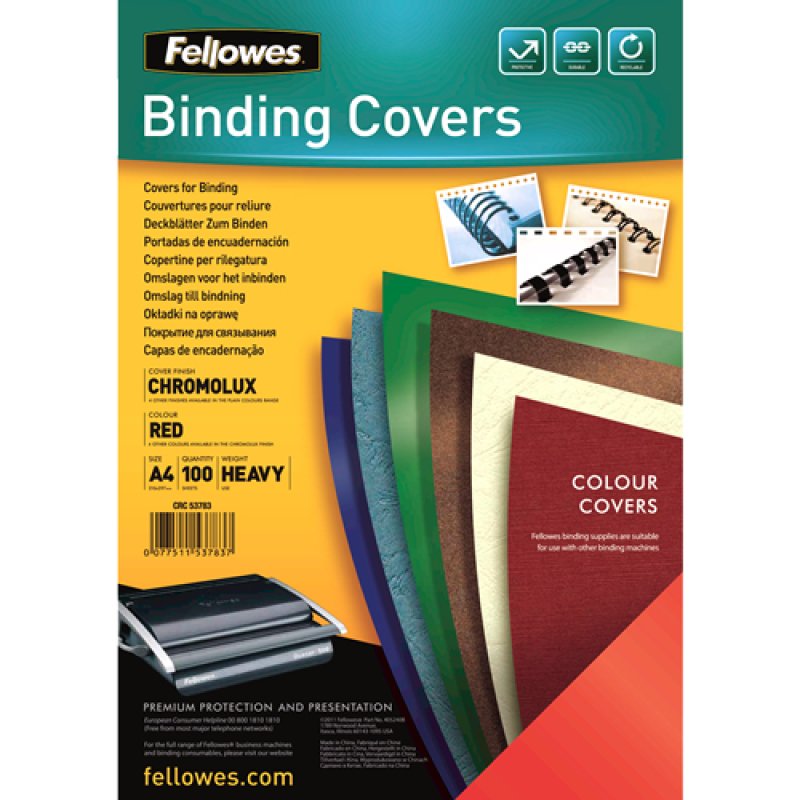 Fellowes Chromolux Gloss Covers Red A4