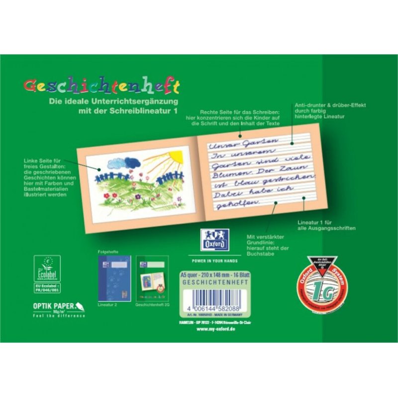 Oxford 100050103 writing notebook A5 16 sheets Green