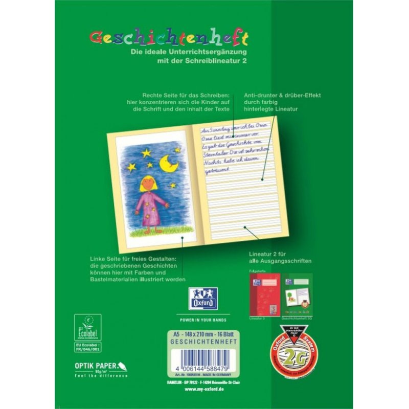 Oxford 100050104 writing notebook A5 16 sheets Green