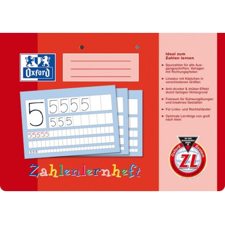 Oxford Zahlenlernheft, DIN A4 quer, Lineatur: ZL