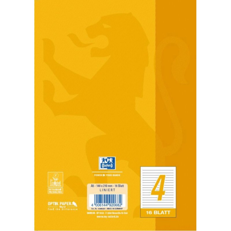 Oxford 100050367 writing notebook A5 Yellow