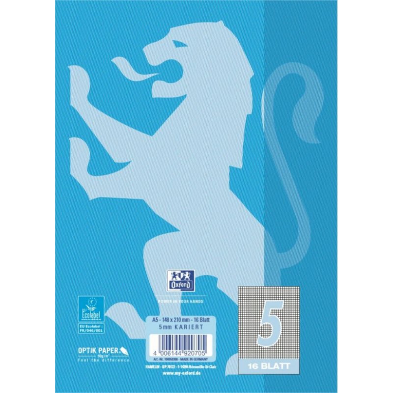 Oxford 100050368 bloc-notes A5 Bleu