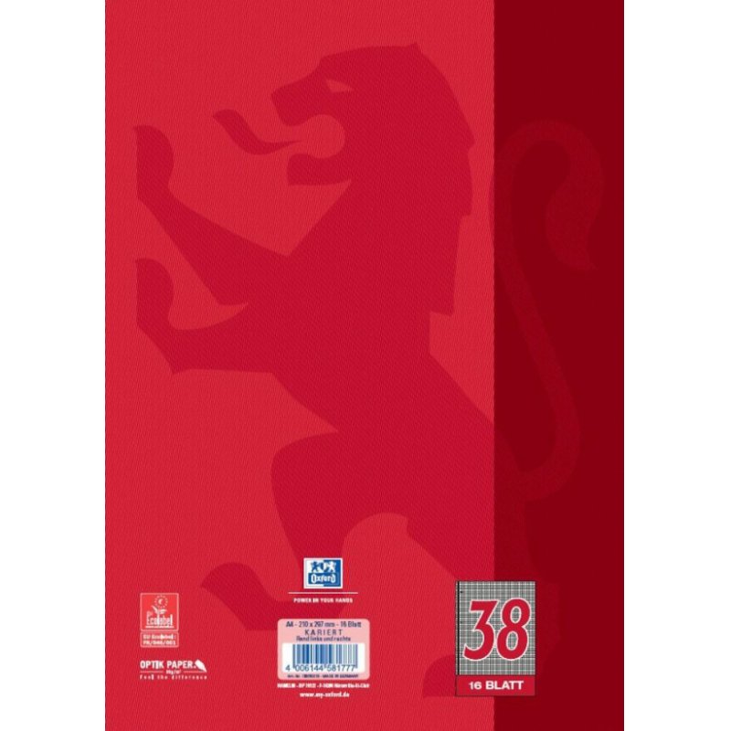 Oxford 100050318 writing notebook A4 Red