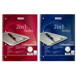 LANDRÉ Collegeblock "2 en 1" format A4, 2 linéatures,