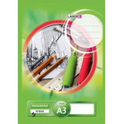LANDRÉ Zeichenkartonblock DIN A4, 190 g/qm, 10 Blatt