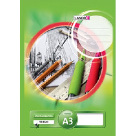 LANDRÉ Zeichenkartonblock DIN A4, 190 g/qm, 10 Blatt
