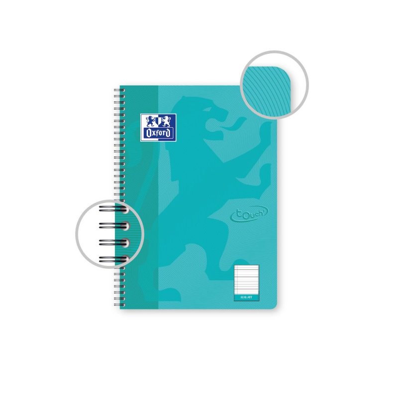 Oxford Cahier Touch, B5, ligné, 160 pages, bleu aqua
