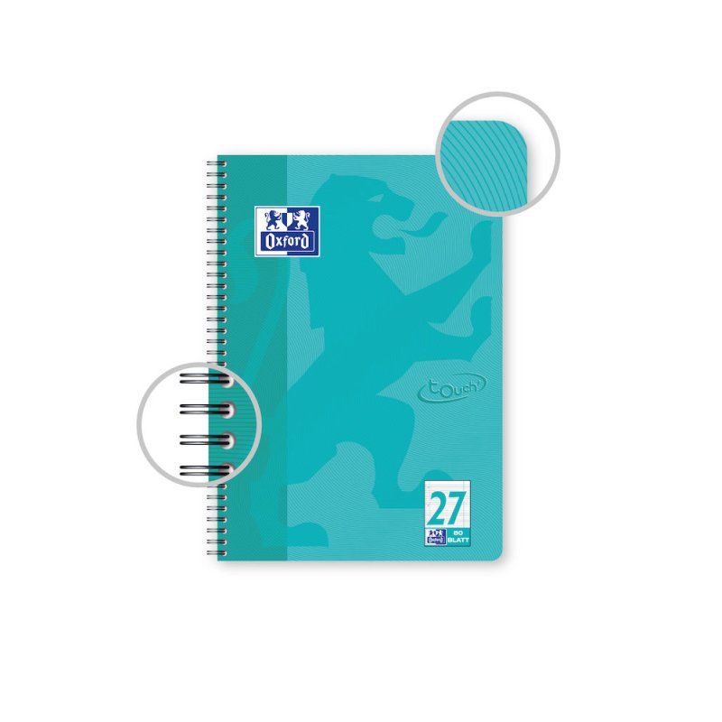 Oxford TOUCH writing notebook A4 80 sheets Aqua colour