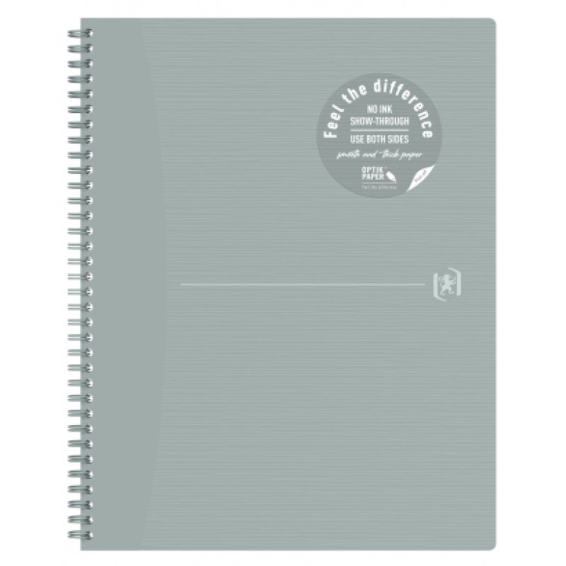 Oxford Cahier à spirales Origins, A4, quadrillé, gris