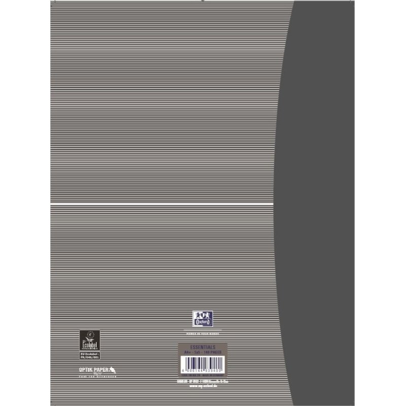 Oxford Cahier à spirale "Smart Black", A4 , quadrillé, noir