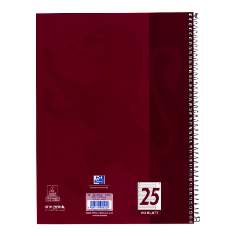 Oxford 100050355 bloc-notes A4 80 feuilles Bordeaux