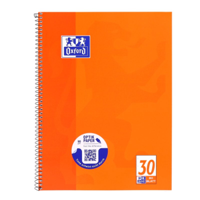 Oxford Cahier à spirale, A4 , uni, 160 pages, orange