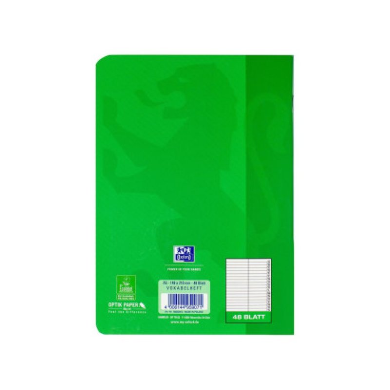 Oxford 100302812 bloc-notes A5 80 feuilles Vert, Rouge