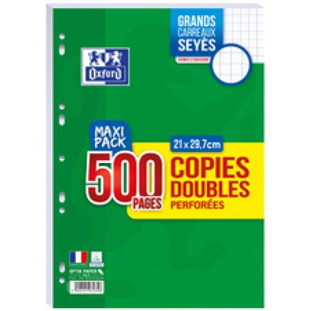 Oxford Copies doubles perforées, A4, Seyès, MAXI PACK