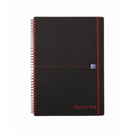 Oxford Cahier à spirale Black n' Red, A4, quadrillé, PP