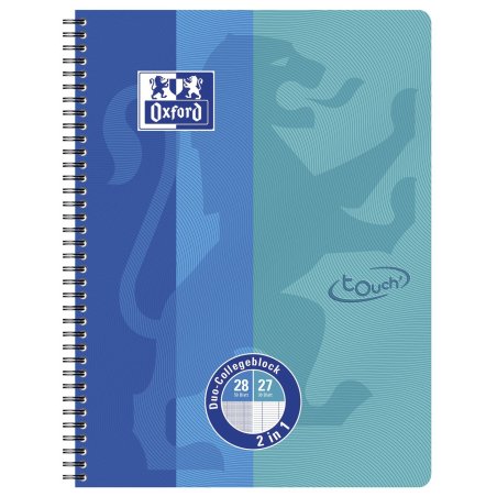 Oxford Cahier DUO Touch, A4 , 160 pages, bleu mer/aqua