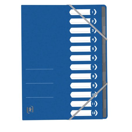 Oxford Trieur Top File , A4, 12 compartiments, bleu