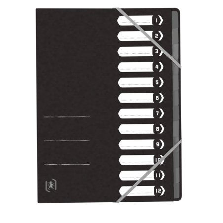 Oxford Trieur Top File , A4, 12 compartiments, noir