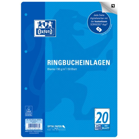 Oxford 400131444 notebook filler paper 210 x 297 mm (A4) 50 sheets