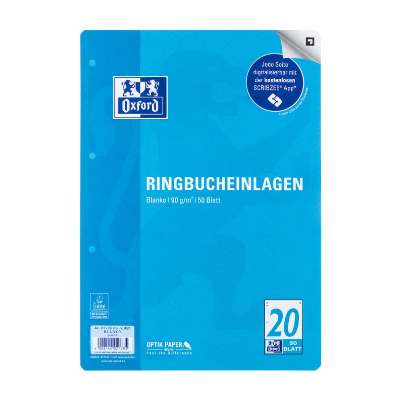 Oxford 400131444 recharge de papier 210 x 297 mm (A4) 50 feuilles