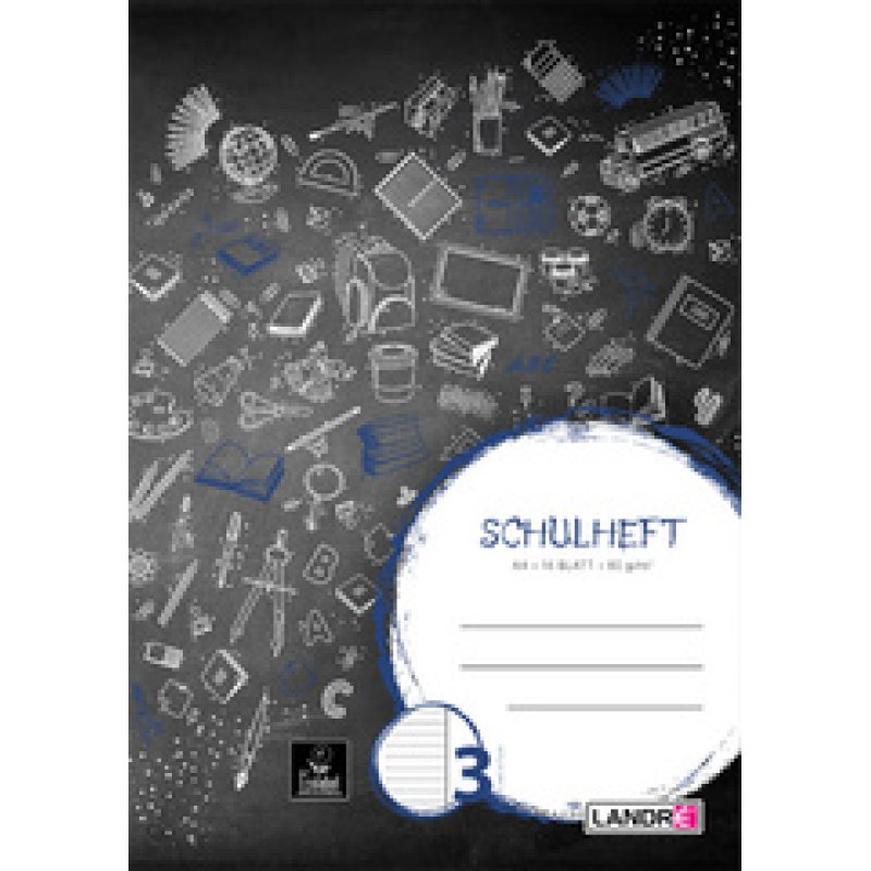 LANDRÉ Schulheft DIN A4, Lineatur 3R / liniert, 16 Blatt