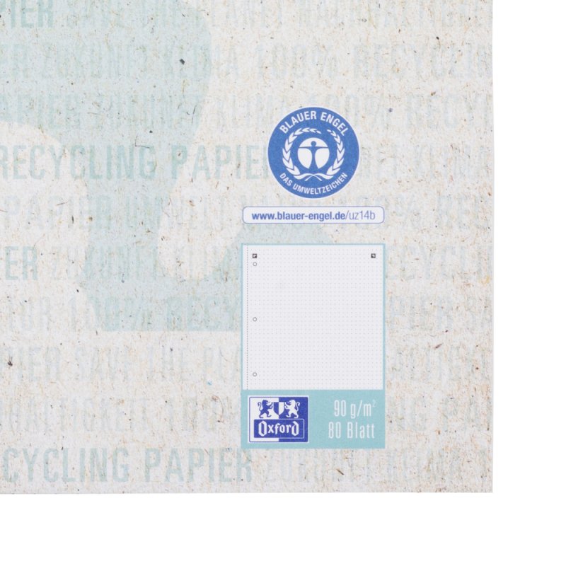 Oxford Recycling Collegeblock writing notebook A4 80 sheets Aqua colour