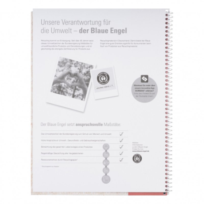 Oxford Cahier à spirales "Recycling", A4 , quadrillé