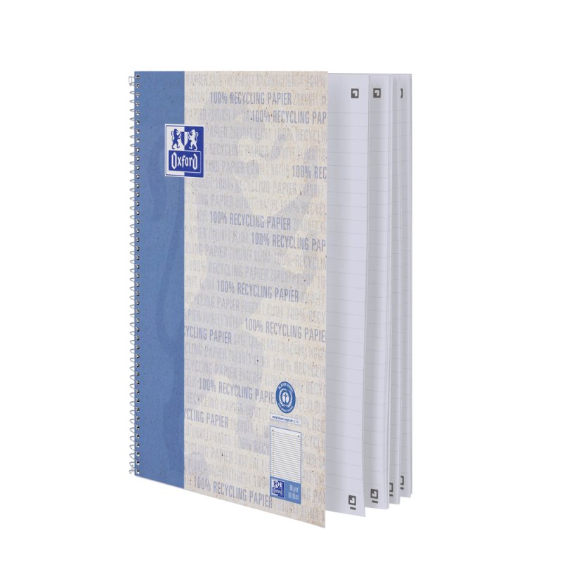 Oxford Recycling Collegeblock writing notebook A4 80 sheets Blue