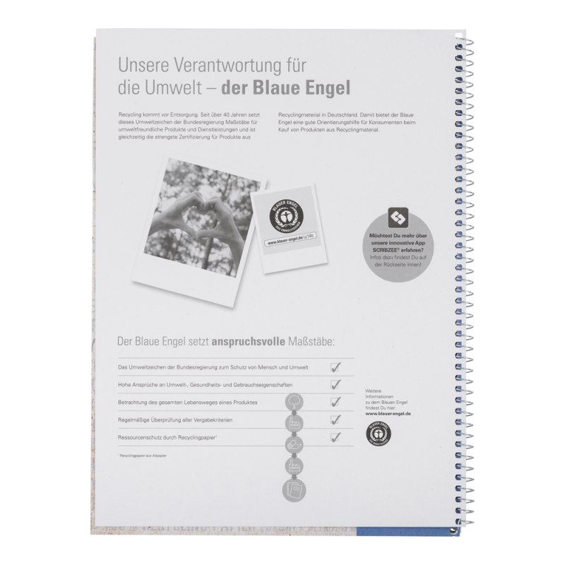 Oxford Recycling Collegeblock bloc-notes A4 80 feuilles Bleu