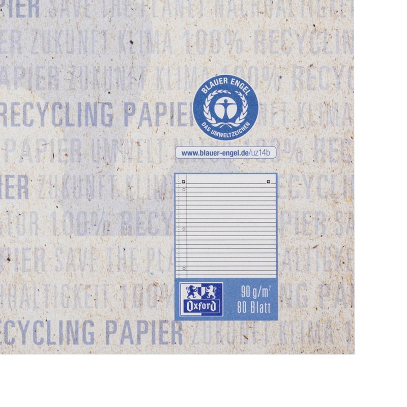 Oxford Recycling Collegeblock writing notebook A4 80 sheets Blue