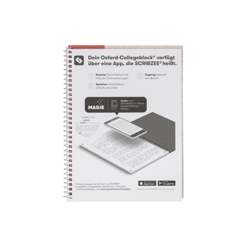 Oxford Recycling Collegeblock writing notebook A5 80 sheets Red