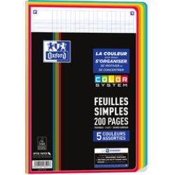 Oxford Feuilles simples COLOR SYSTEM, A4, seyès
