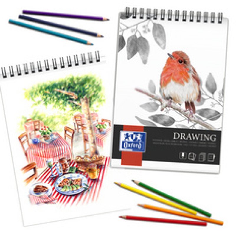 Oxford Art Bloc de dessin à spirale "Drawing", A4, 160 g/m2