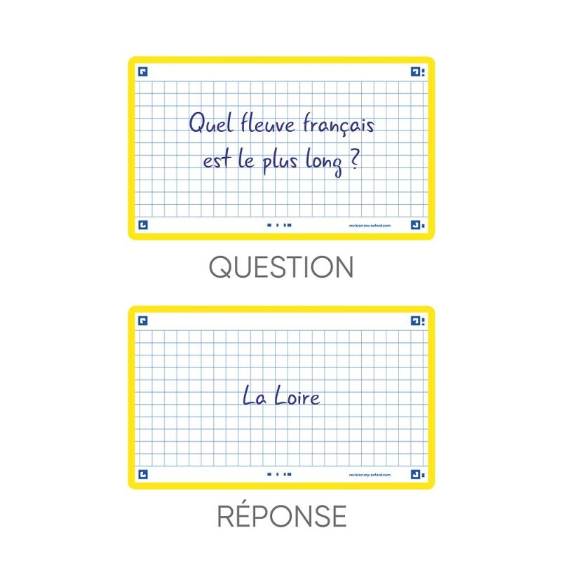 Oxford Fiches "Flash 2.0", 75 x 125 mm, quadrillé, jaune