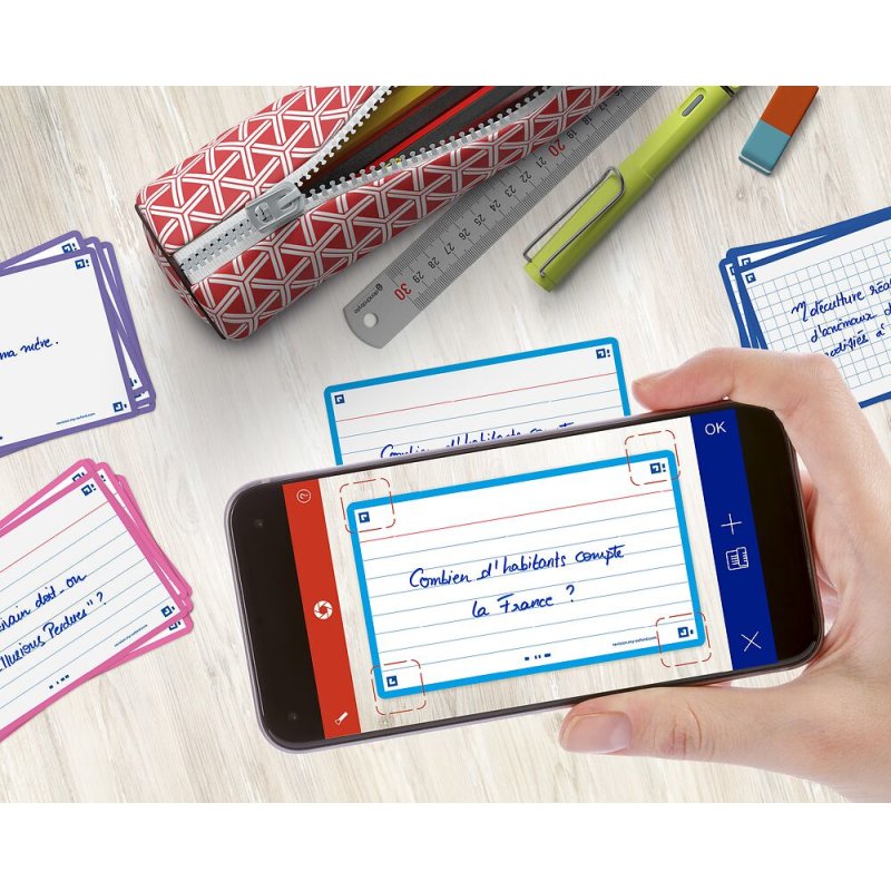 Oxford Fiches "Flash 2.0", 75 x 125 mm, ligné, turquoise